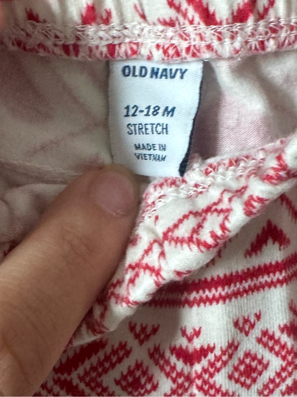 Old Navy Red and Cream Heart Fair Isle Baby Leggings - Picture 2 of 2